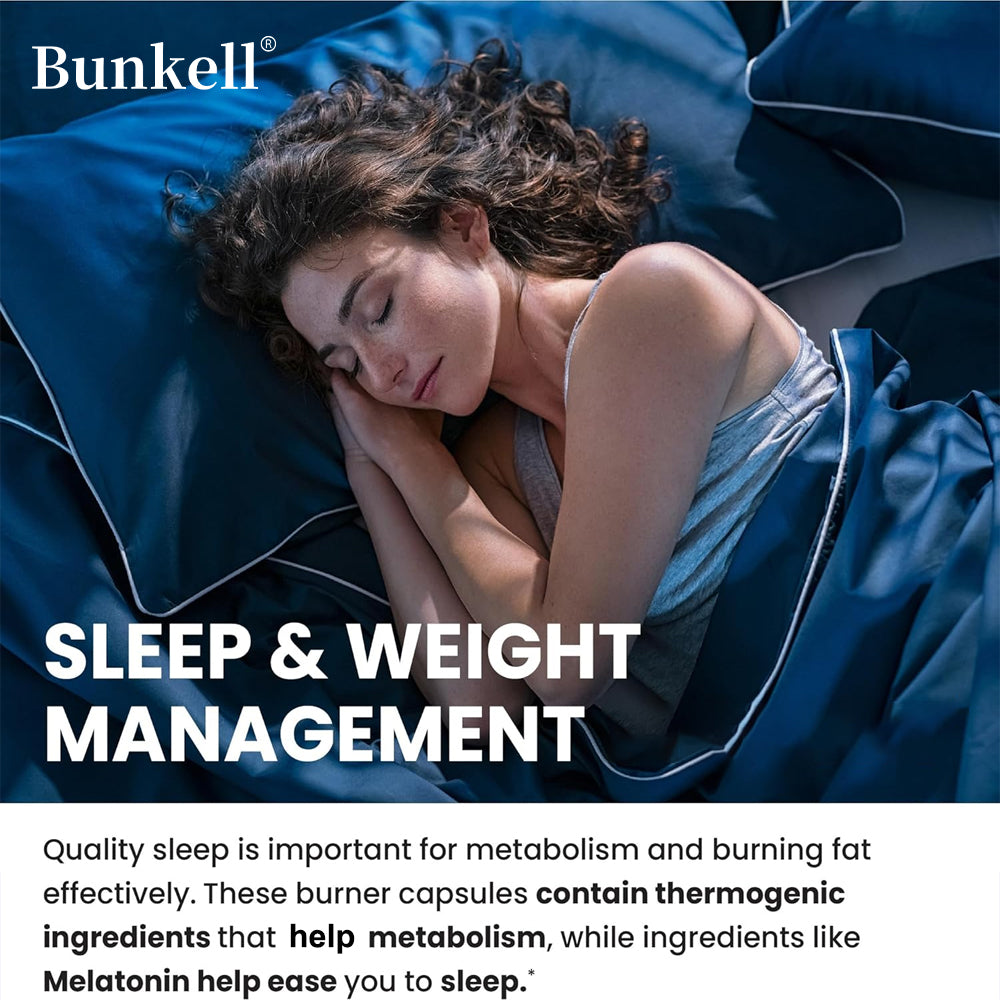 Bunkell® Sleep + Burn – Nighttime Fat Burner Dietary Supplement | 30/60/120 Capsules