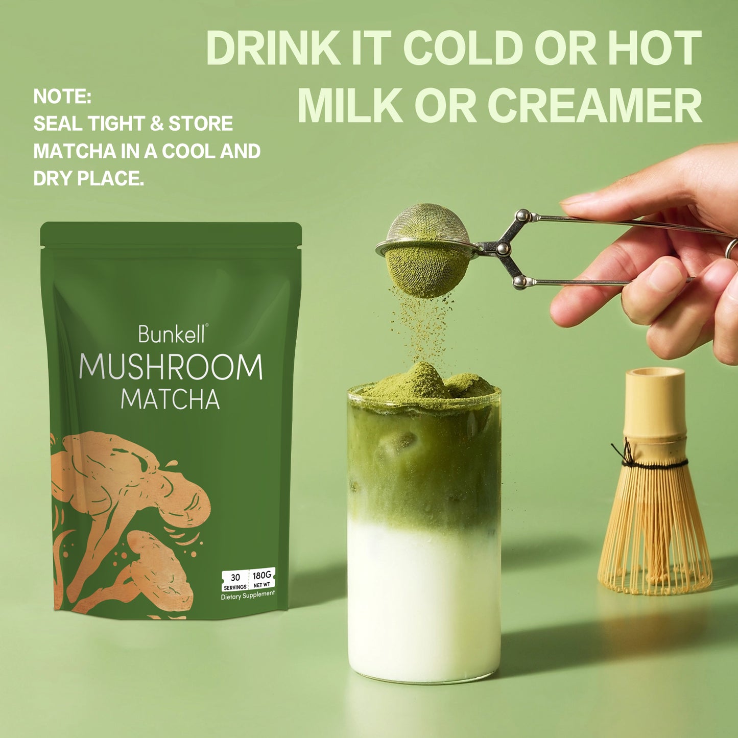 Bunkell Japanese Matcha Mushroom Blend | 30 Servings