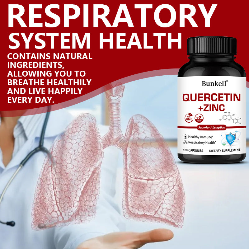 Bunkell® Quercetin with Zinc Dual Action Complex – Advanced Immune Defense & Respiratory Support (120 Non-GMO Vegan Capsules)