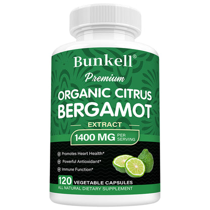 Bunkell® Premium Organic Citrus Bergamot Extract 1400 mg – Heart & Antioxidant Support | 30/60/120 Capsules