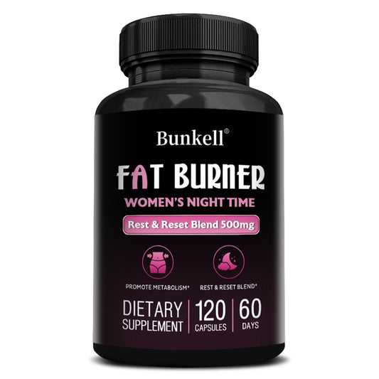 Bunkell® Fat Burner Women’s Night Time – Rest & Reset Blend 500mg for Metabolism & Nighttime Wellness | 30 / 60 / 120 Capsules