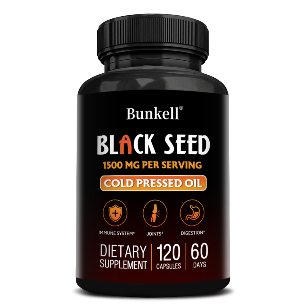 Bunkell® Black Seed Oil 1500mg – Cold-Pressed Black Seed Oil for Immune, Joint & Digestive Support | 30 / 60 / 120 Capsules