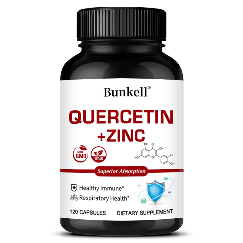Bunkell® Quercetin with Zinc Dual Action Complex – Advanced Immune Defense & Respiratory Support (120 Non-GMO Vegan Capsules)