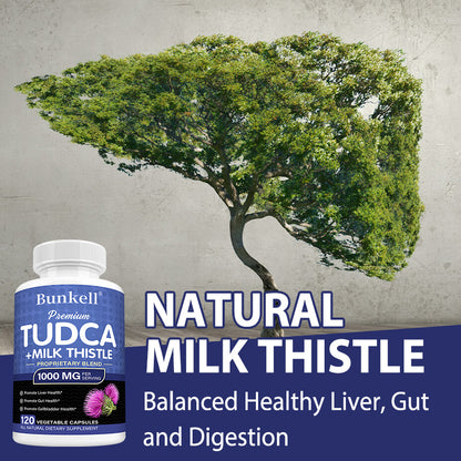Bunkell® Premium TUDCA + Milk Thistle 1000 mg – Liver & Gut Health Support | 30/60/120 Capsules