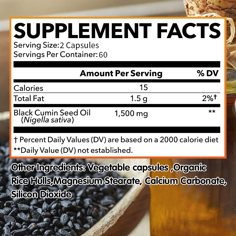 Bunkell® Black Seed Oil 1500mg – Cold-Pressed Black Seed Oil for Immune, Joint & Digestive Support | 30 / 60 / 120 Capsules