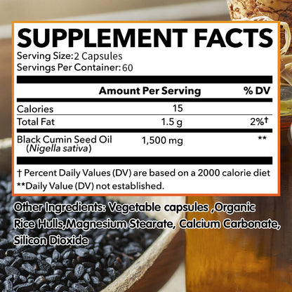 Bunkell® Black Seed Oil 1500mg – Cold-Pressed Black Seed Oil for Immune, Joint & Digestive Support | 30 / 60 / 120 Capsules