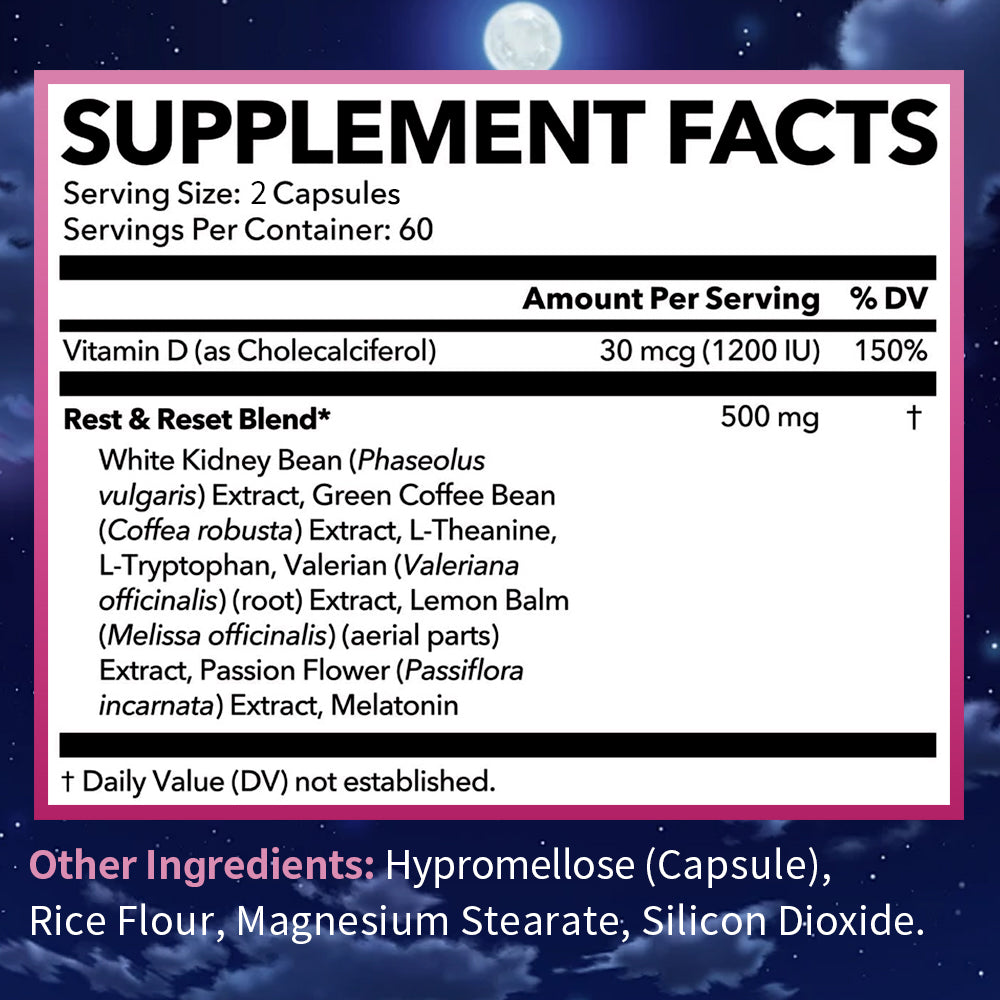 Bunkell® Fat Burner Women’s Night Time – Rest & Reset Blend 500mg for Metabolism & Nighttime Wellness | 30 / 60 / 120 Capsules