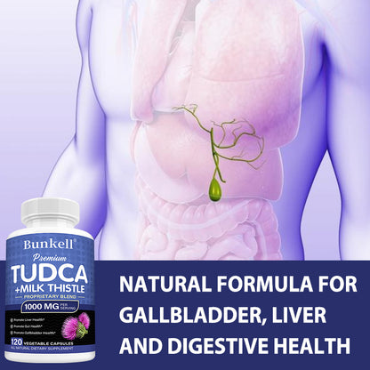 Bunkell® Premium TUDCA + Milk Thistle 1000 mg – Liver & Gut Health Support | 30/60/120 Capsules