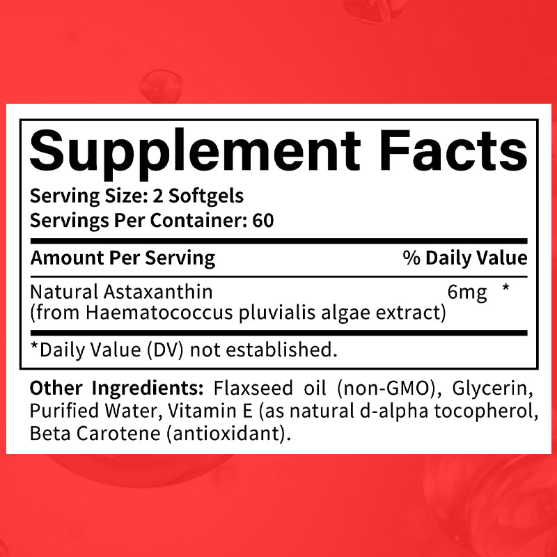 Bunkell® Astaxanthin 6mg – Natural Astaxanthin with Vitamin E & Beta Carotene for Antioxidant Support | 30 / 60 / 120 Softgels