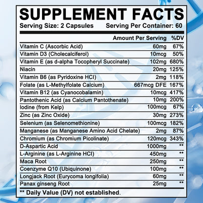 Bunkell® Male Fertility Support – Folate, Maca Root & D-Aspartic Acid for Men’s Wellness | 30 / 60 / 120 Capsules