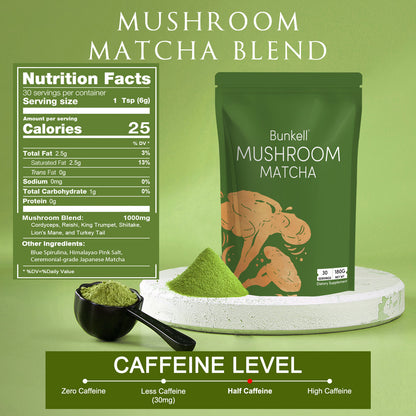 Bunkell Japanese Matcha Mushroom Blend | 30 Servings
