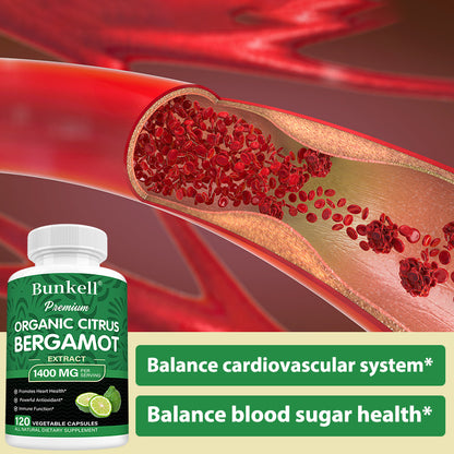Bunkell® Premium Organic Citrus Bergamot Extract 1400 mg – Heart & Antioxidant Support | 30/60/120 Capsules