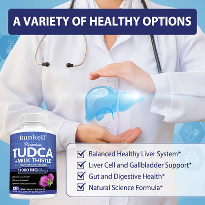 Bunkell® Premium TUDCA + Milk Thistle 1000 mg – Liver & Gut Health Support | 30/60/120 Capsules
