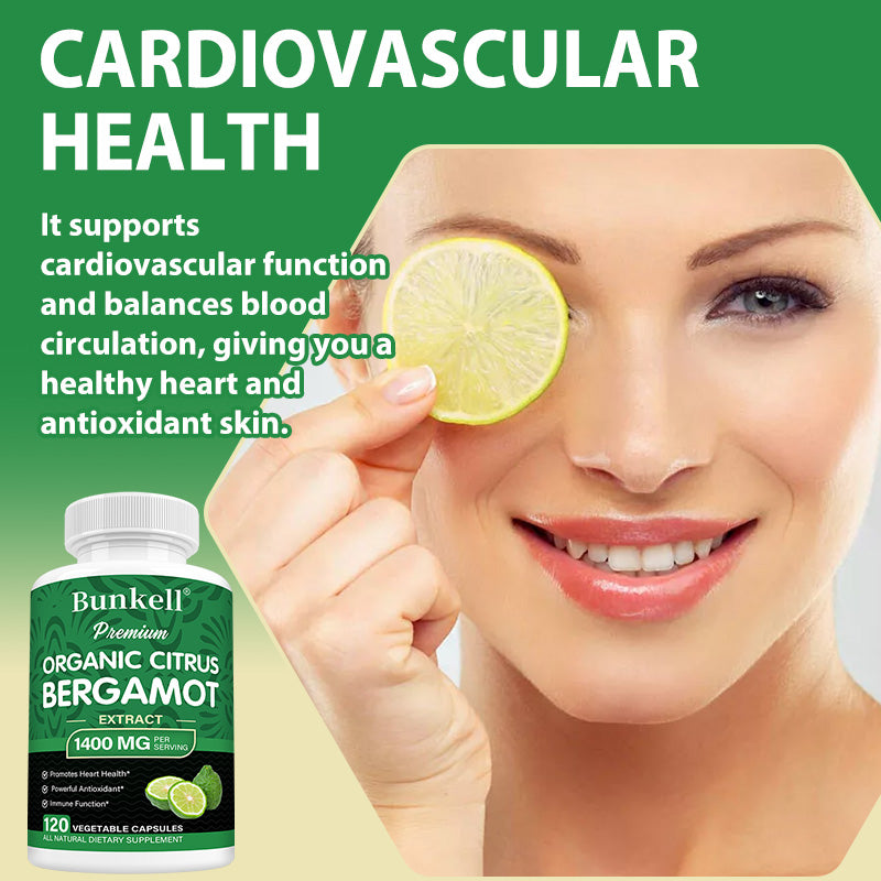 Bunkell® Premium Organic Citrus Bergamot Extract 1400 mg – Heart & Antioxidant Support | 30/60/120 Capsules
