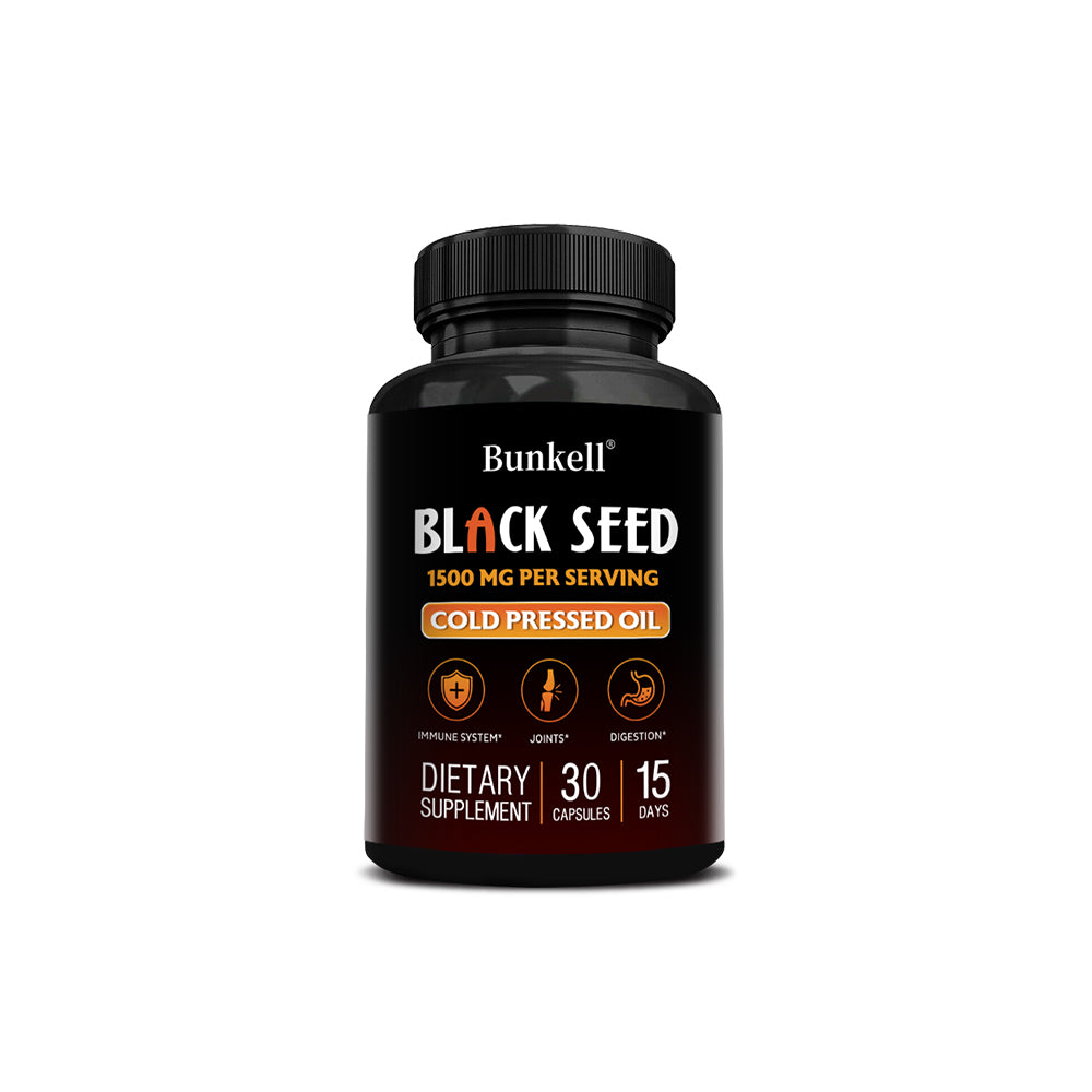 Bunkell® Black Seed Oil 1500mg – Cold-Pressed Black Seed Oil for Immune, Joint & Digestive Support | 30 / 60 / 120 Capsules