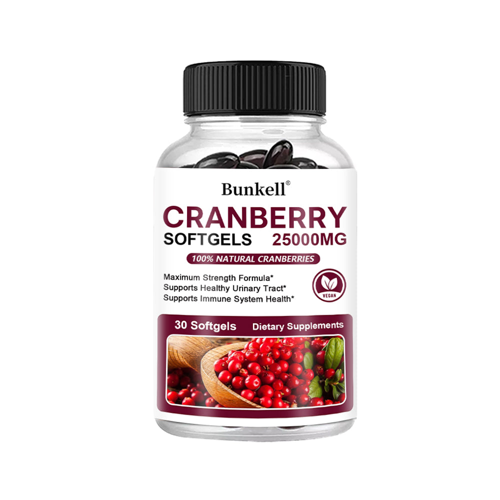Bunkell® Cranberry Softgels 25,000mg – Maximum Strength Urinary Tract & Immune Support | 30 / 60 / 120 Softgels