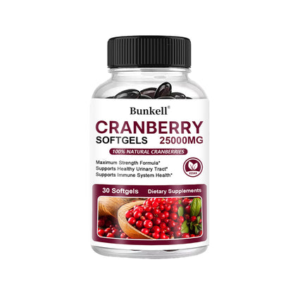 Bunkell® Cranberry Softgels 25,000mg – Maximum Strength Urinary Tract & Immune Support | 30 / 60 / 120 Softgels