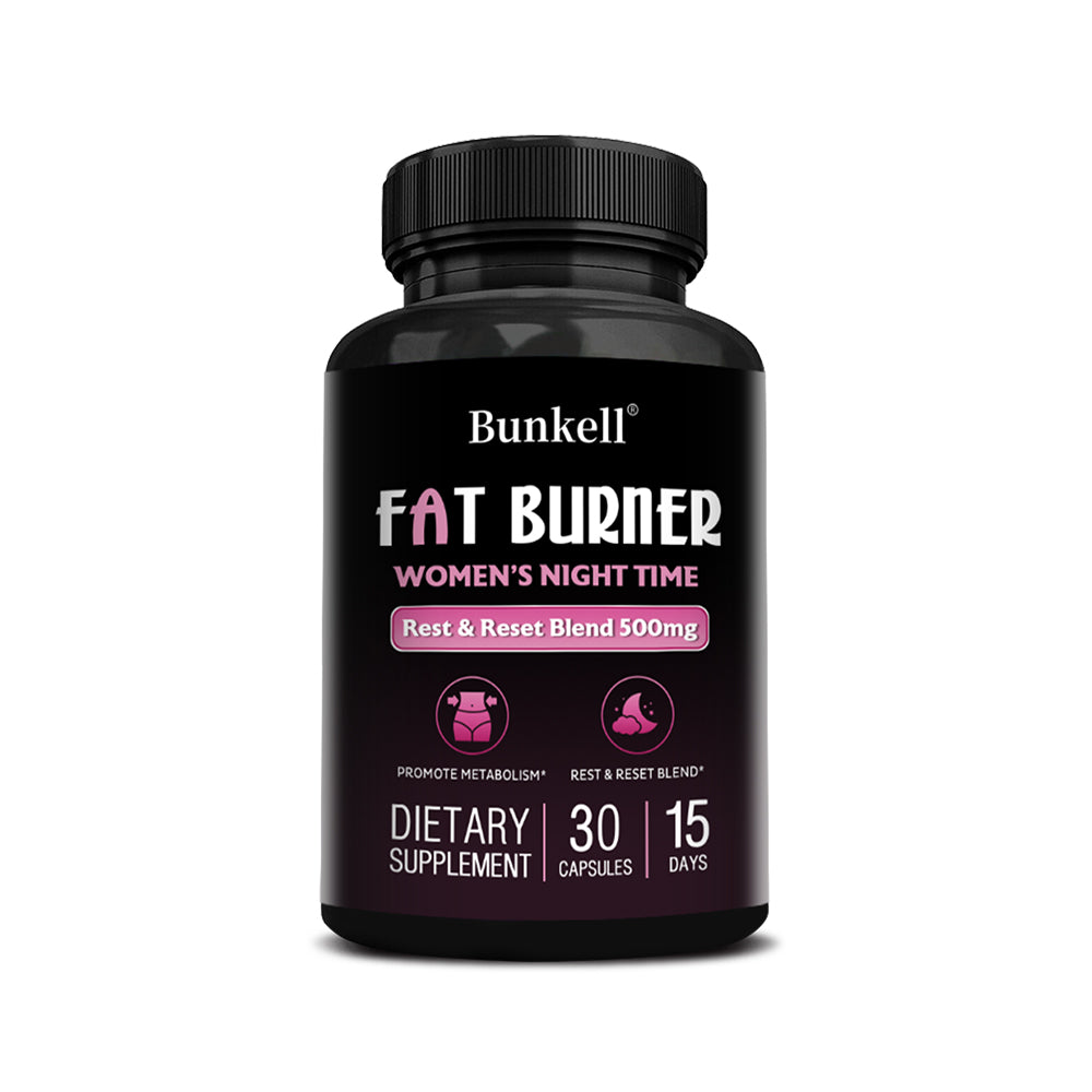 Bunkell® Fat Burner Women’s Night Time – Rest & Reset Blend 500mg for Metabolism & Nighttime Wellness | 30 / 60 / 120 Capsules