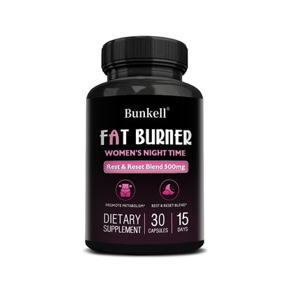 Bunkell® Fat Burner Women’s Night Time – Rest & Reset Blend 500mg for Metabolism & Nighttime Wellness | 30 / 60 / 120 Capsules