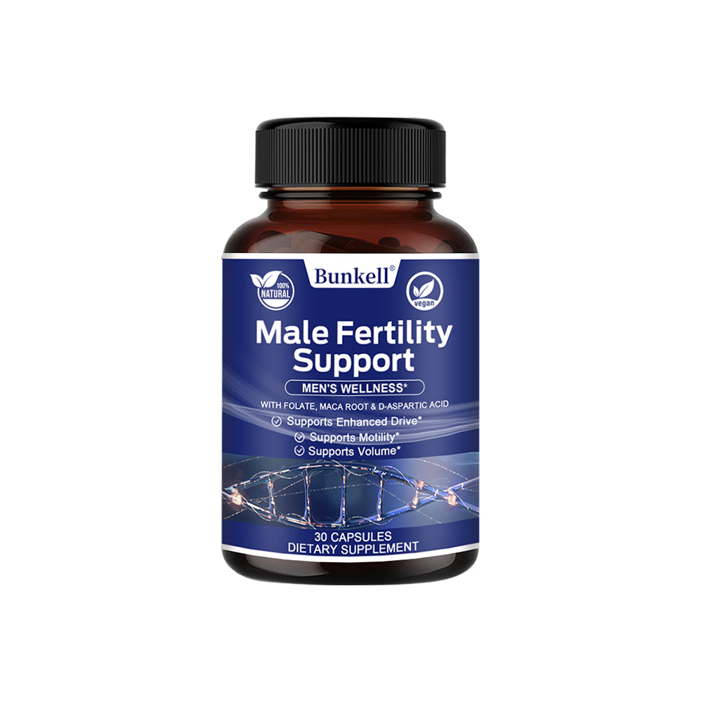Bunkell® Male Fertility Support – Folate, Maca Root & D-Aspartic Acid for Men’s Wellness | 30 / 60 / 120 Capsules