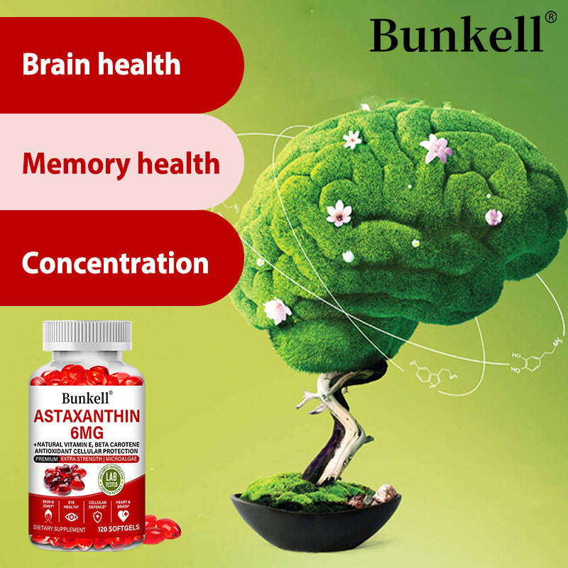 Bunkell® Astaxanthin 6mg – Natural Astaxanthin with Vitamin E & Beta Carotene for Antioxidant Support | 30 / 60 / 120 Softgels