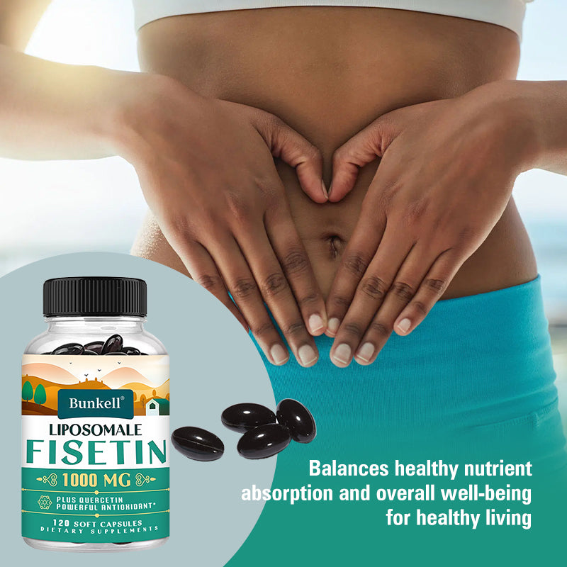 Bunkell® Liposomal Fisetin 1000mg – With Quercetin for Antioxidant & Cellular Health Support | 30 / 60 / 120 Soft Capsules