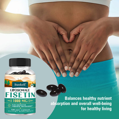 Bunkell® Liposomal Fisetin 1000mg – With Quercetin for Antioxidant & Cellular Health Support | 30 / 60 / 120 Soft Capsules