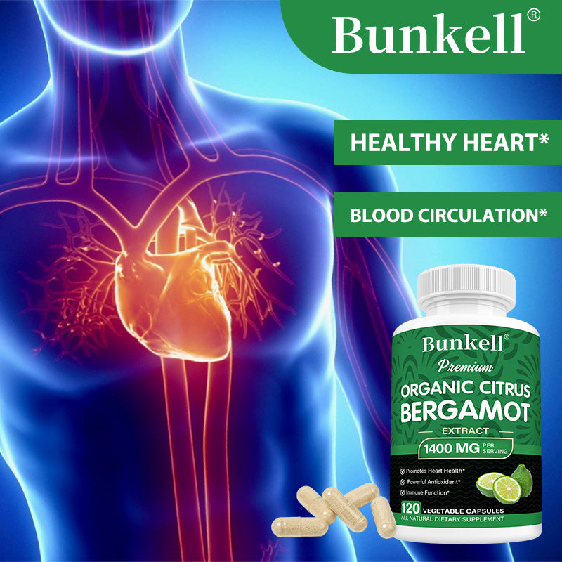 Bunkell® Premium Organic Citrus Bergamot Extract 1400 mg – Heart & Antioxidant Support | 30/60/120 Capsules