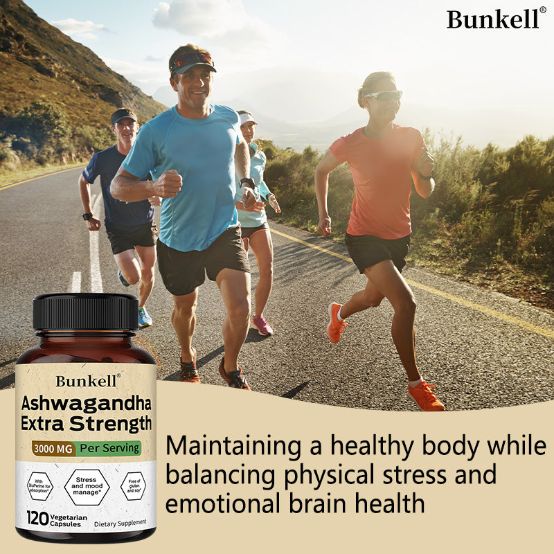 Bunkell® Ashwagandha Extra Strength 3000 mg – Stress & Mood Support | 30/60/120 Capsules