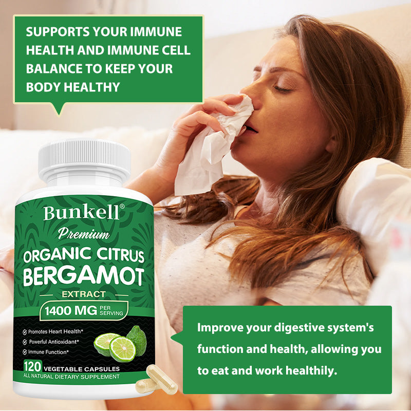 Bunkell® Premium Organic Citrus Bergamot Extract 1400 mg – Heart & Antioxidant Support | 30/60/120 Capsules