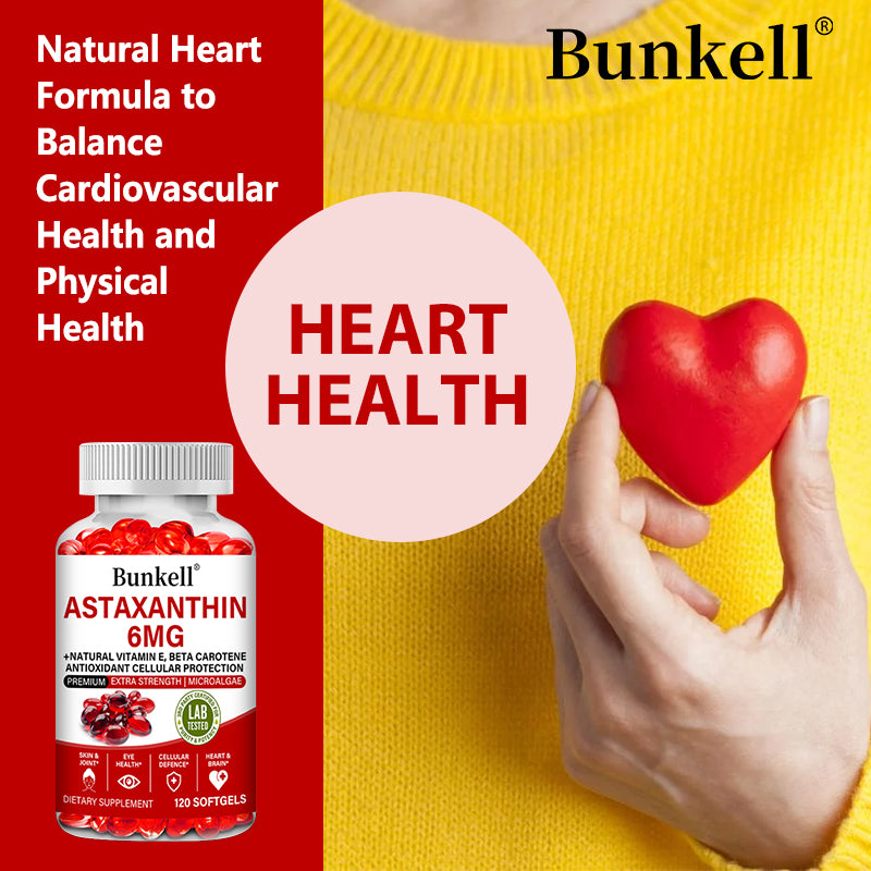 Bunkell® Astaxanthin 6mg – Natural Astaxanthin with Vitamin E & Beta Carotene for Antioxidant Support | 30 / 60 / 120 Softgels