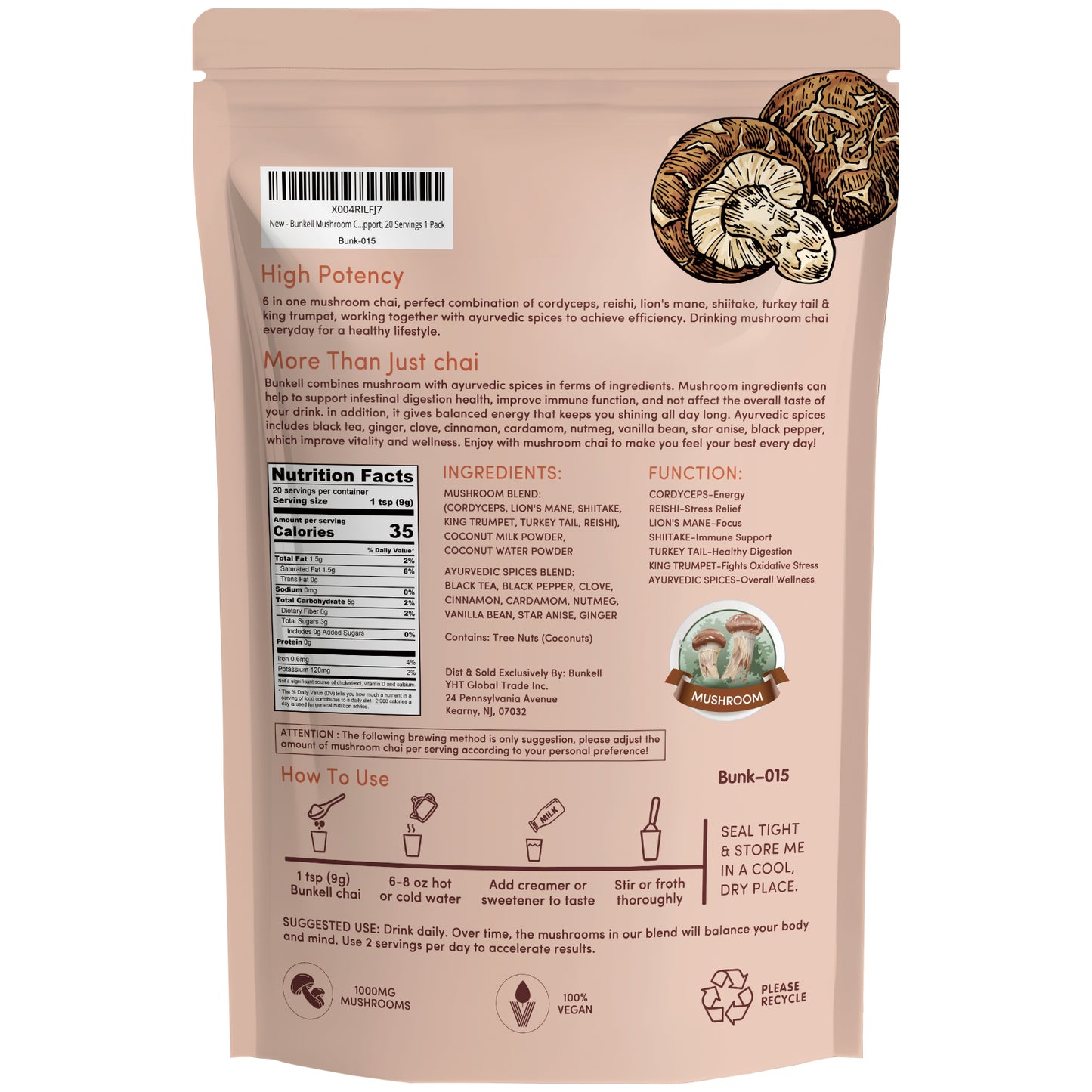 Bunkell Chai Mushroom Blend | 20 Servings