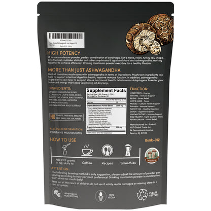 Bunkell Ashwagandha Mushroom Blend | 80 Servings