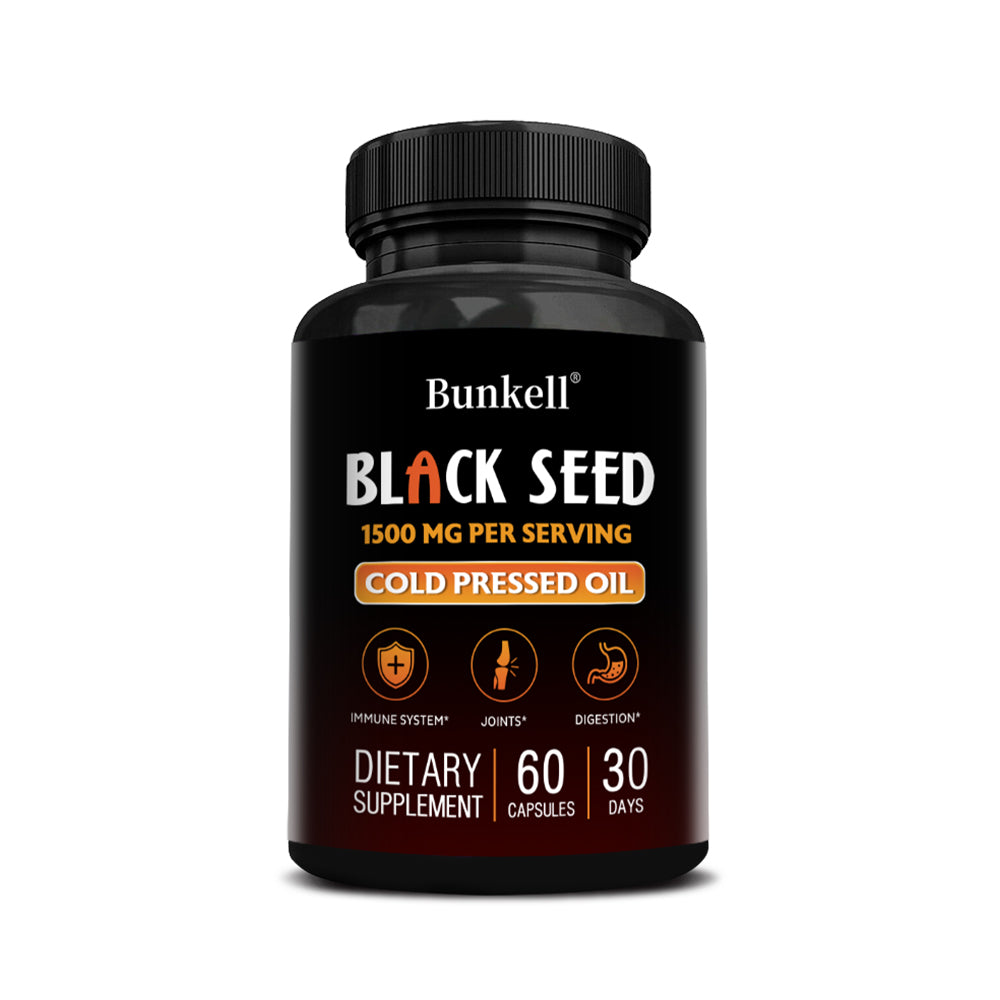 Bunkell® Black Seed Oil 1500mg – Cold-Pressed Black Seed Oil for Immune, Joint & Digestive Support | 30 / 60 / 120 Capsules