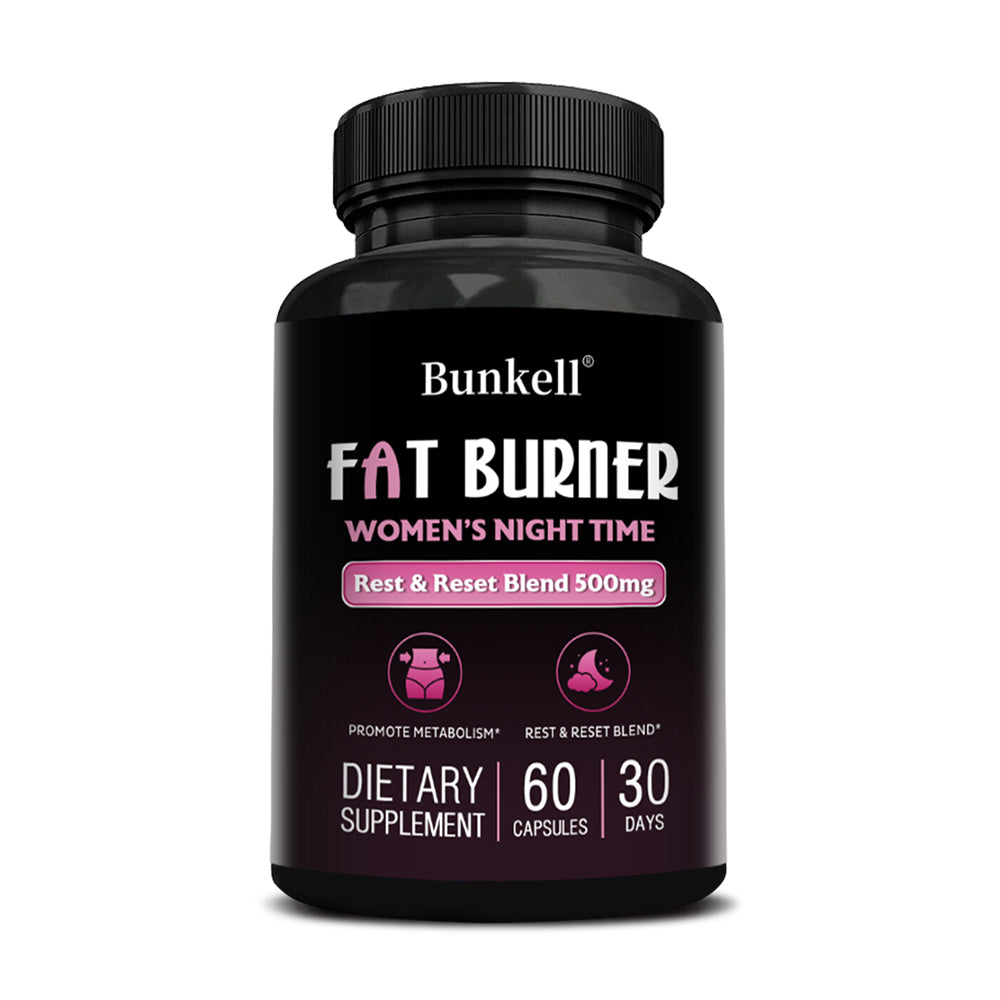 Bunkell® Fat Burner Women’s Night Time – Rest & Reset Blend 500mg for Metabolism & Nighttime Wellness | 30 / 60 / 120 Capsules