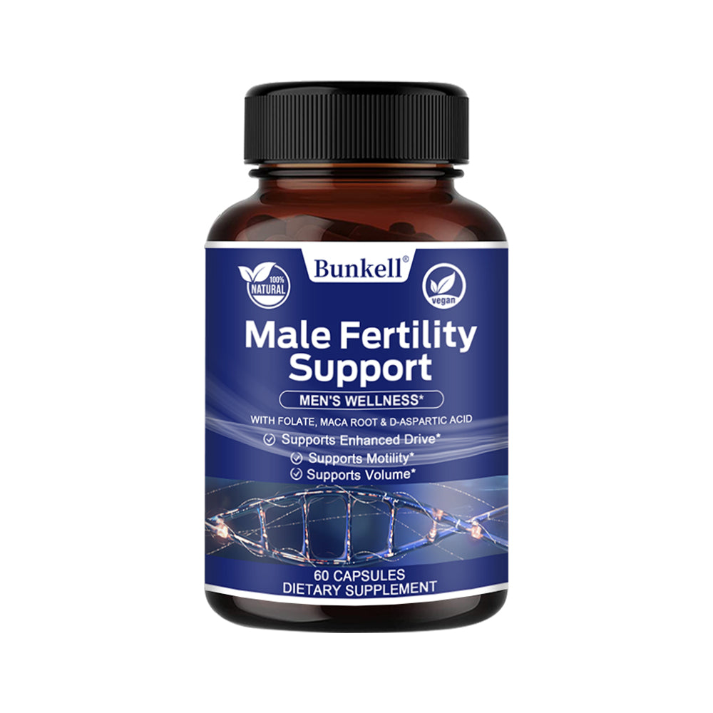 Bunkell® Male Fertility Support – Folate, Maca Root & D-Aspartic Acid for Men’s Wellness | 30 / 60 / 120 Capsules