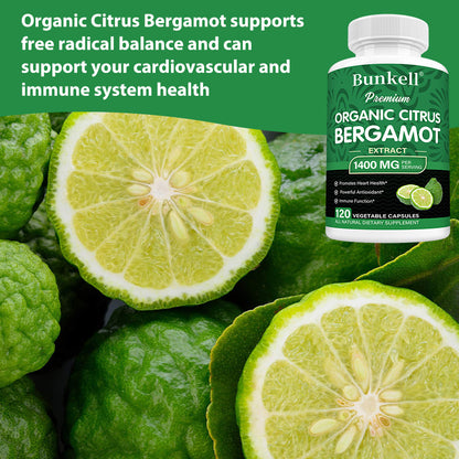 Bunkell® Premium Organic Citrus Bergamot Extract 1400 mg – Heart & Antioxidant Support | 30/60/120 Capsules
