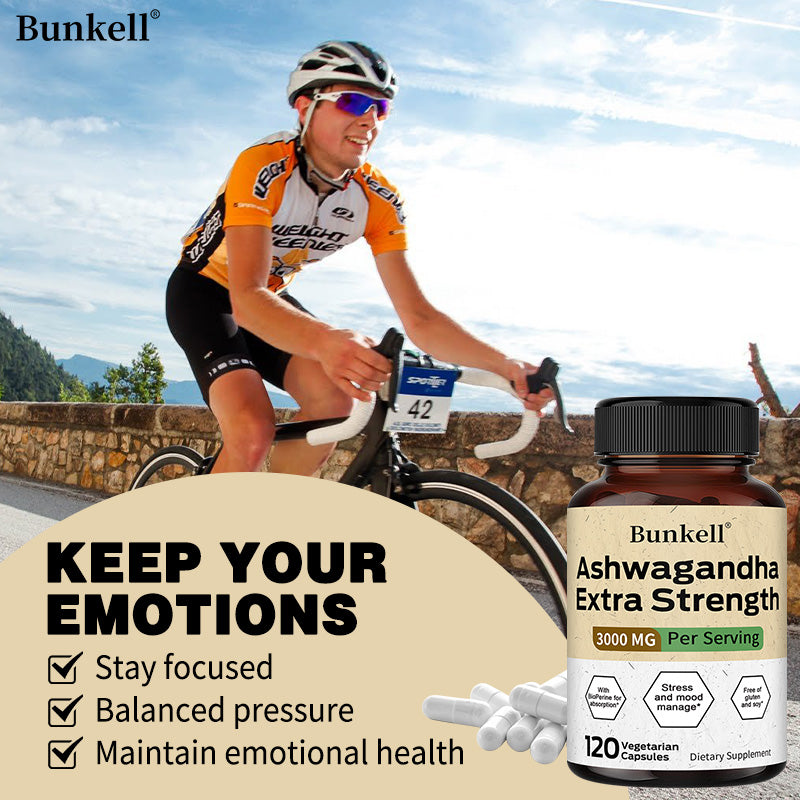 Bunkell® Ashwagandha Extra Strength 3000 mg – Stress & Mood Support | 30/60/120 Capsules