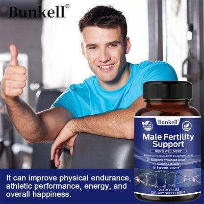 Bunkell® Male Fertility Support – Folate, Maca Root & D-Aspartic Acid for Men’s Wellness | 30 / 60 / 120 Capsules