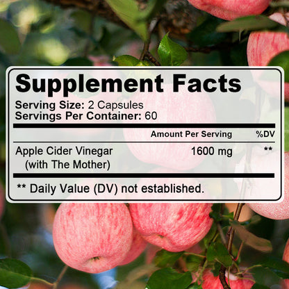 Bunkell® Premium Apple Cider Vinegar with the Mother 1600 mg – Digestive & Wellness Support | 30/60/120 Capsules