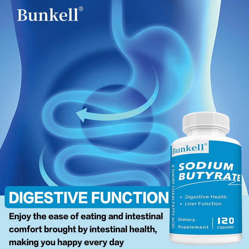 Bunkell® Sodium Butyrate – Short-Chain Fatty Acid for Digestive & Liver Health Support | 30 / 60 / 120 Capsules