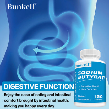 Bunkell® Sodium Butyrate – Short-Chain Fatty Acid for Digestive & Liver Health Support | 30 / 60 / 120 Capsules