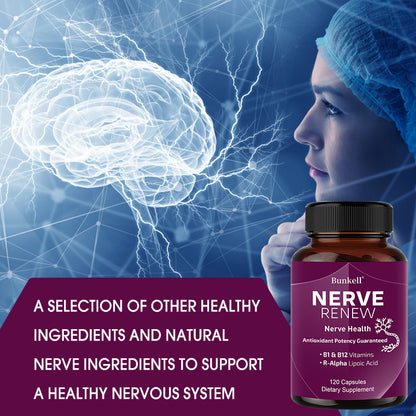 Bunkell® Nerve Renew – B1, B12 & R-Alpha Lipoic Acid for Nerve Health Support | 30 / 60 / 120 Capsules