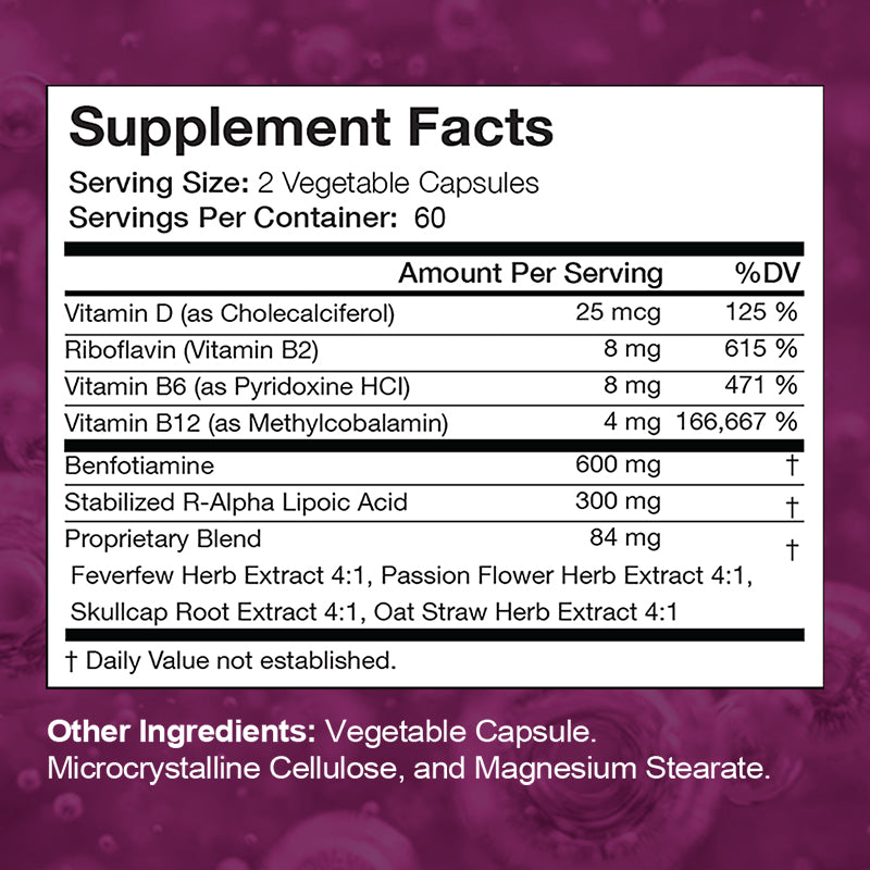 Bunkell® Nerve Renew – B1, B12 & R-Alpha Lipoic Acid for Nerve Health Support | 30 / 60 / 120 Capsules