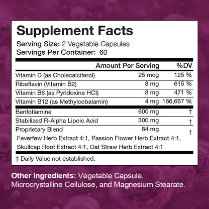 Bunkell® Nerve Renew – B1, B12 & R-Alpha Lipoic Acid for Nerve Health Support | 30 / 60 / 120 Capsules