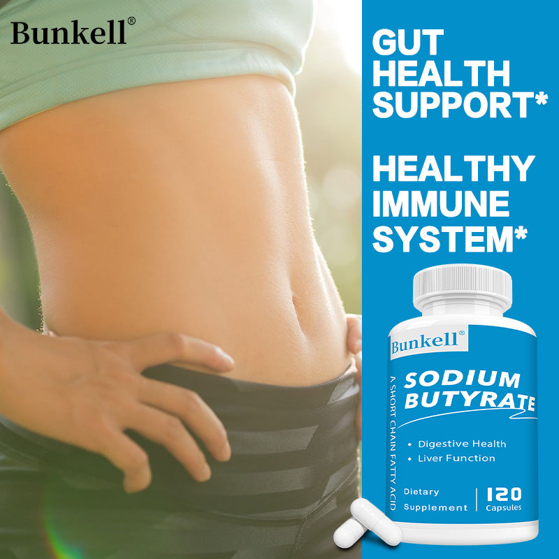 Bunkell® Sodium Butyrate – Short-Chain Fatty Acid for Digestive & Liver Health Support | 30 / 60 / 120 Capsules