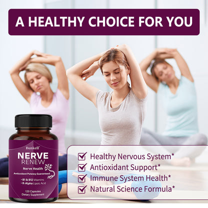 Bunkell® Nerve Renew – B1, B12 & R-Alpha Lipoic Acid for Nerve Health Support | 30 / 60 / 120 Capsules