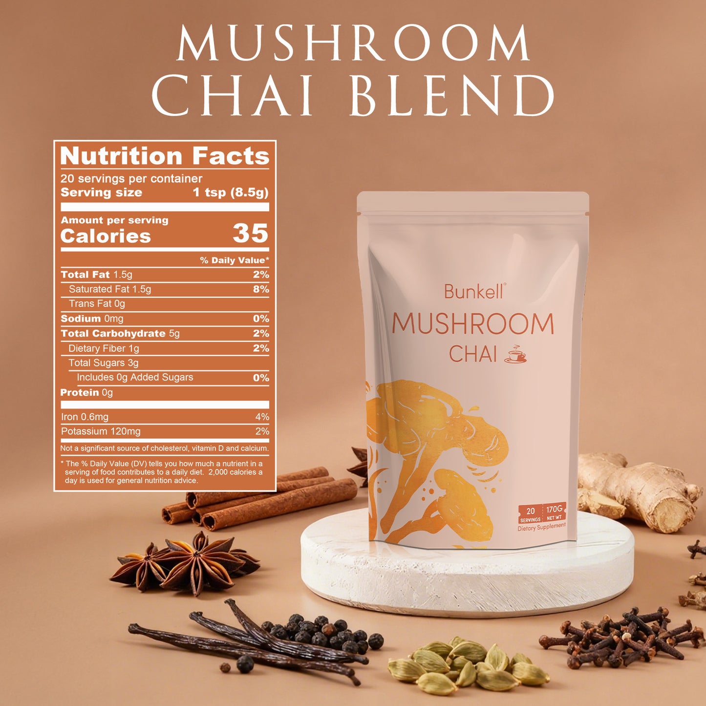 Bunkell Chai Mushroom Blend | 20 Servings