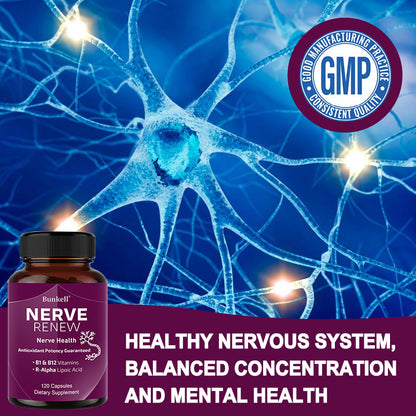 Bunkell® Nerve Renew – B1, B12 & R-Alpha Lipoic Acid for Nerve Health Support | 30 / 60 / 120 Capsules