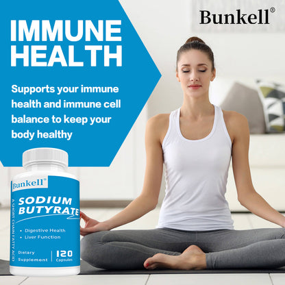 Bunkell® Sodium Butyrate – Short-Chain Fatty Acid for Digestive & Liver Health Support | 30 / 60 / 120 Capsules